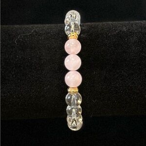 Rose Quartz and Rock Crystal Beaded Bracelet